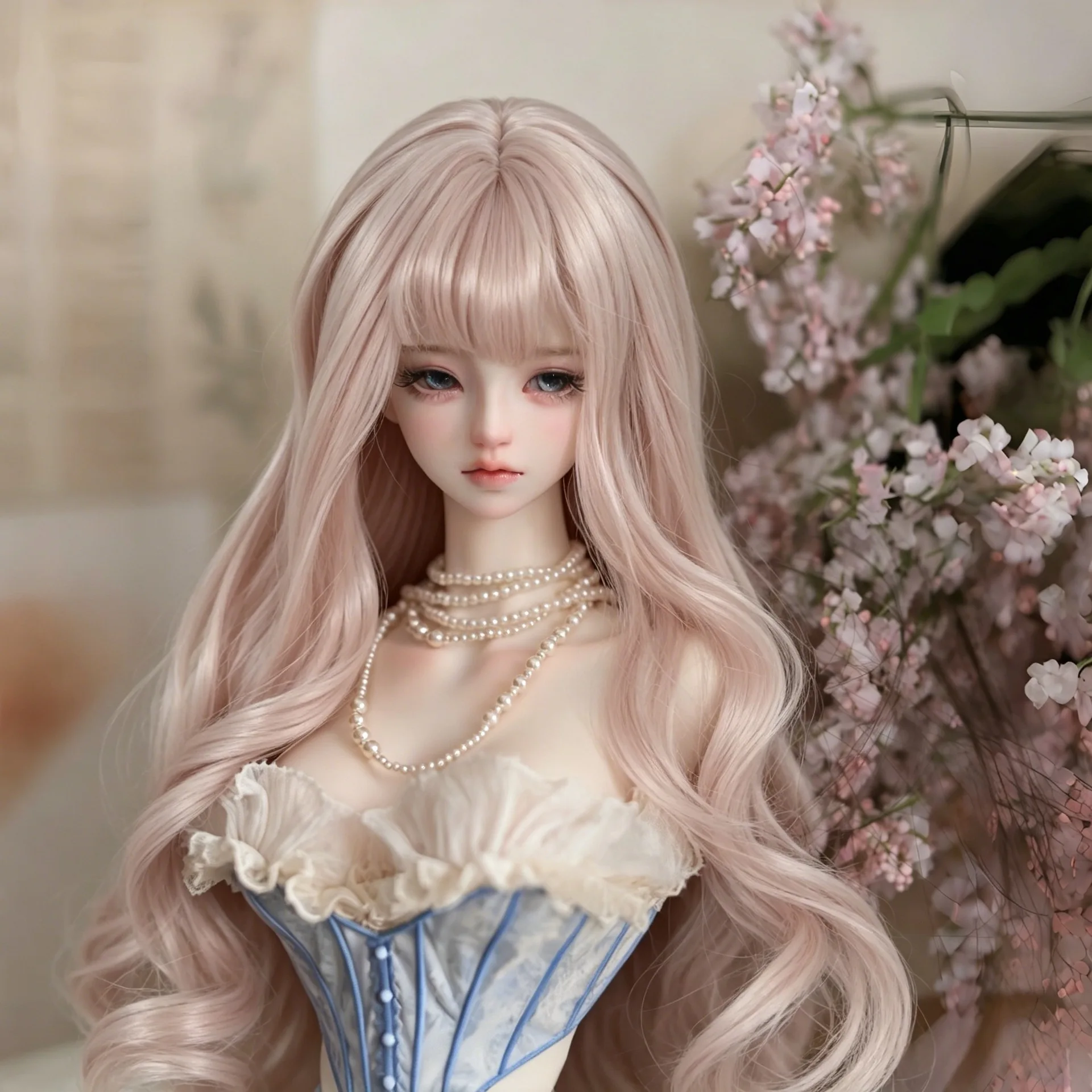 Multi-Color Full Bang Long Curly Finished Wig for 1/3 1/4 1/6 BJD Doll Wig Soft High Temp Silk Ready-to-Wear Dress Up Doll Hair view 2