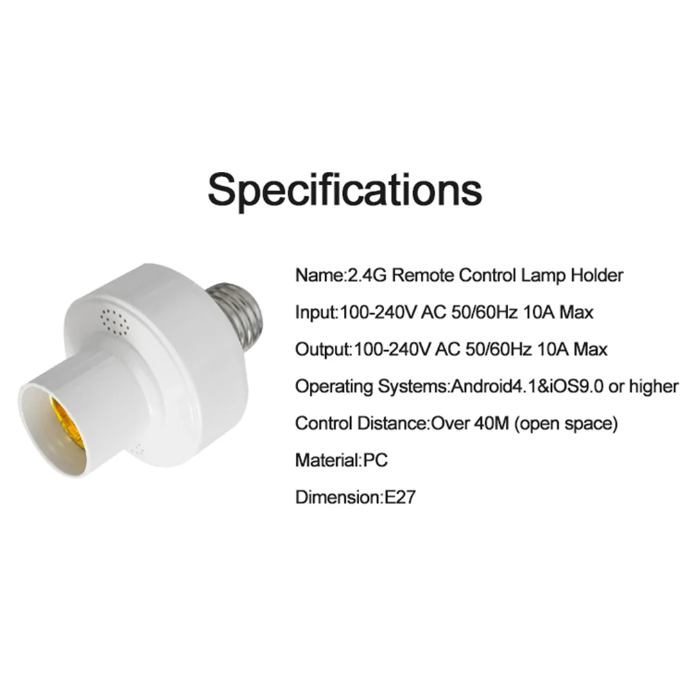 Base per luce notturna Smart Life eWeLink Portalampada intelligente E27 Portalampada intelligente Supporto compatibile Bluetooth per iOS Android