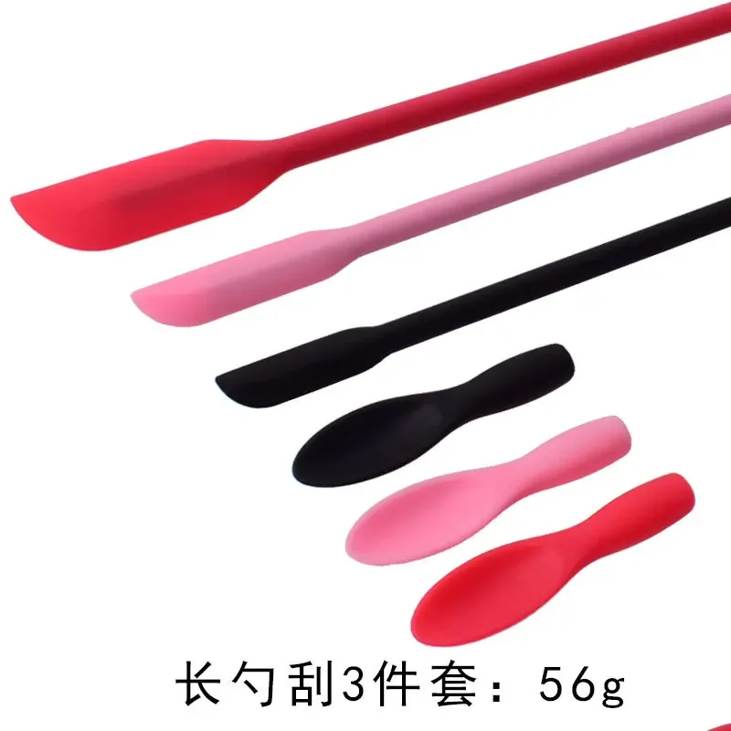 Silicone Spatula Mini Jam Scraper Black Red Small Tip Double-headed Scoop Cream Butter Spoon Kitchen Accessories