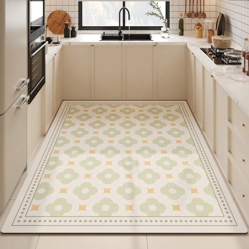 Carpet for Kitchen Absorbent Non-Slip Floor Mat Large Size Quick Drying Carpets Diatom Mud Mat Retro Print Home Decoration Rug