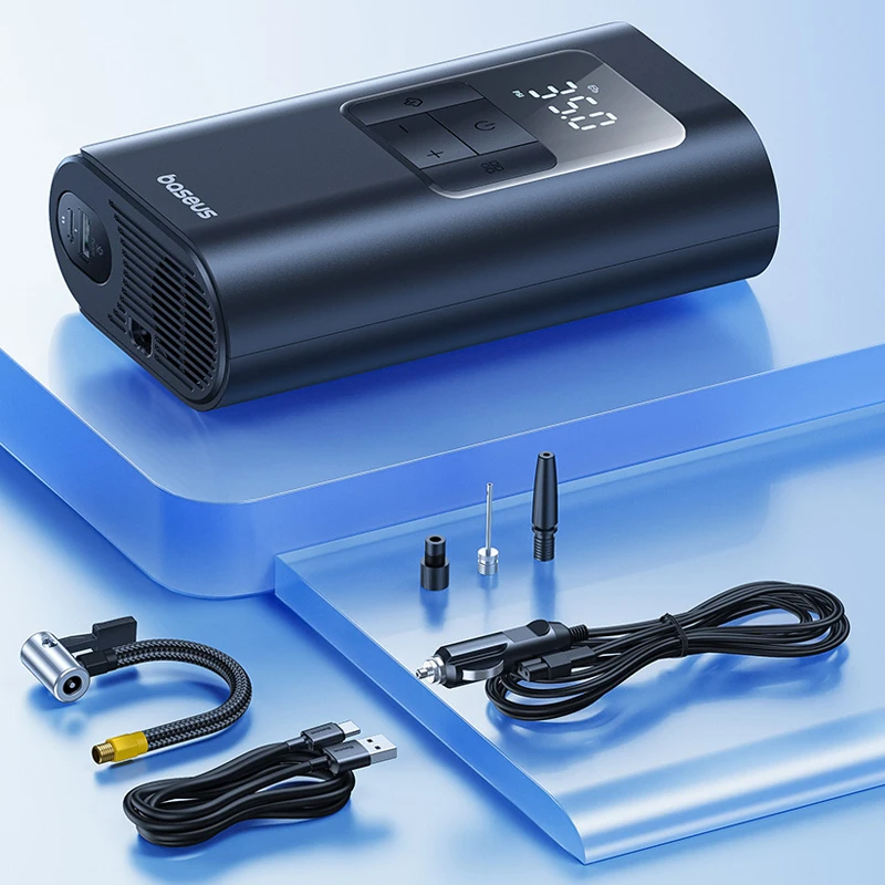 Baseus 2 en 1 pompe à Air de voiture filaire/sans fil compresseur d'air de voiture lampe de poche détachable 6000mAh pompe de gonflage de pneu Portable pour voiture 3