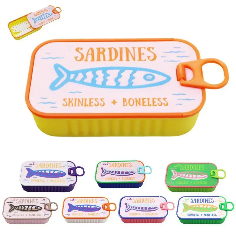 1Pcs Sardine Print Mini Tin Storage Box Portable Jewelry Earbuds Pill Coin Organizer Case for Travel Handbag Desk