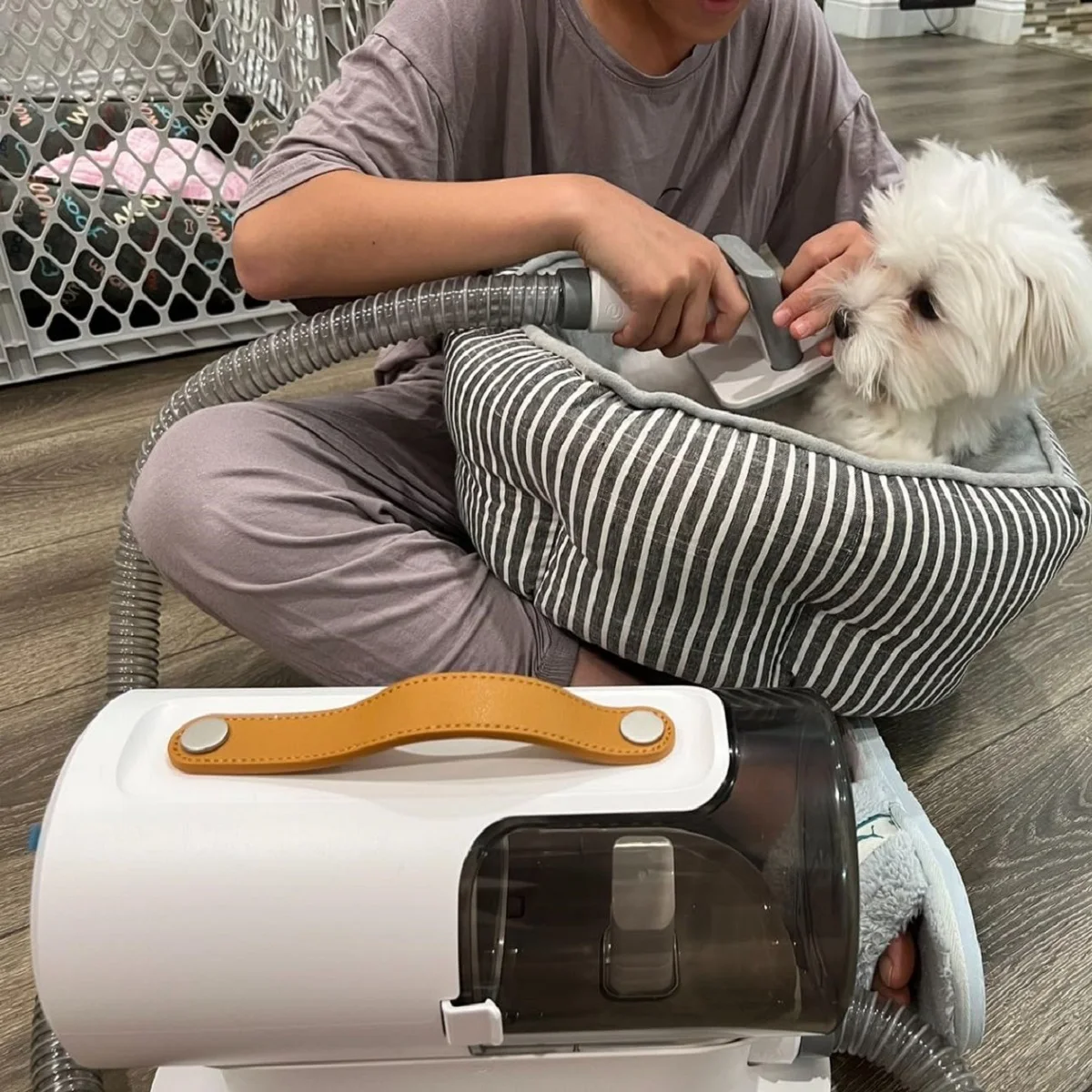 AIRROBO 5 in 1 Pet Grooming Kit Vacuum Dog Grooming Clippers Pet Hair Vaccum Cats Combs Deshedding Tool Electric Cleaning Brush