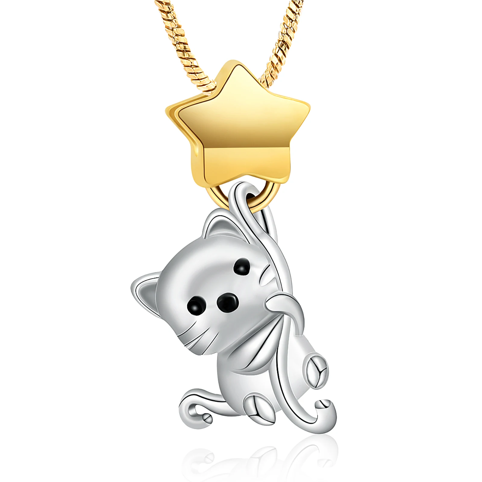 

Cat Cremation Jewelry Urn Ashes Necklace for Women with Star Stainless Steel Pet Ashes Necklace