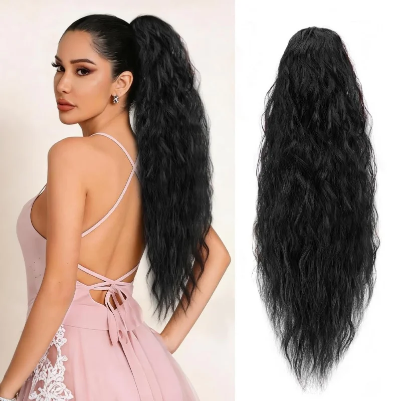 

Water Wavy Claw Clip Ponytail Extension Fluffy Heat Resistant Synthetic Hair Extensions Curly Clip on Ponytail for Women