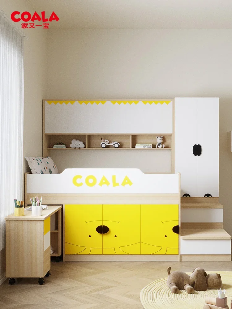 Armoire multifonctionnelle pour garçons et filles, lit demi-hauteur avec bureau pour enfants, lit combiné intégré, tatami de petite taille