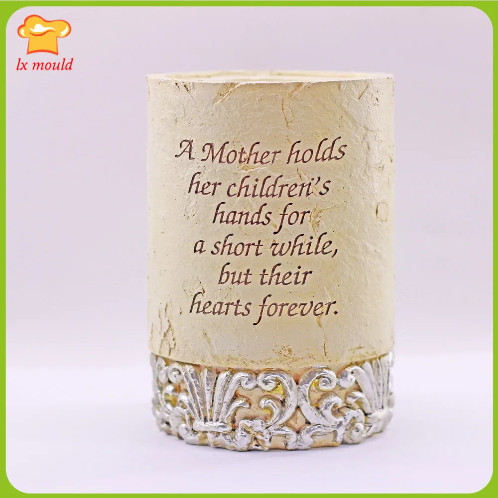 A Mother Helds Her Child's Hand Embossed Silicone Mold Cylindrical Candles Soap Plaster  Home Decoration Moulds Mother's Day Gif