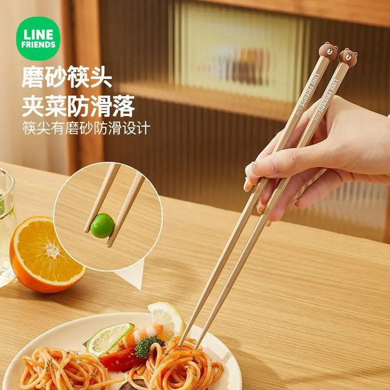 Line friends Brown Sally Choco Alloy Chopsticks High-value Cartoon Household Mildew-proof High-temperature Non-slip Chopsticks - view 3