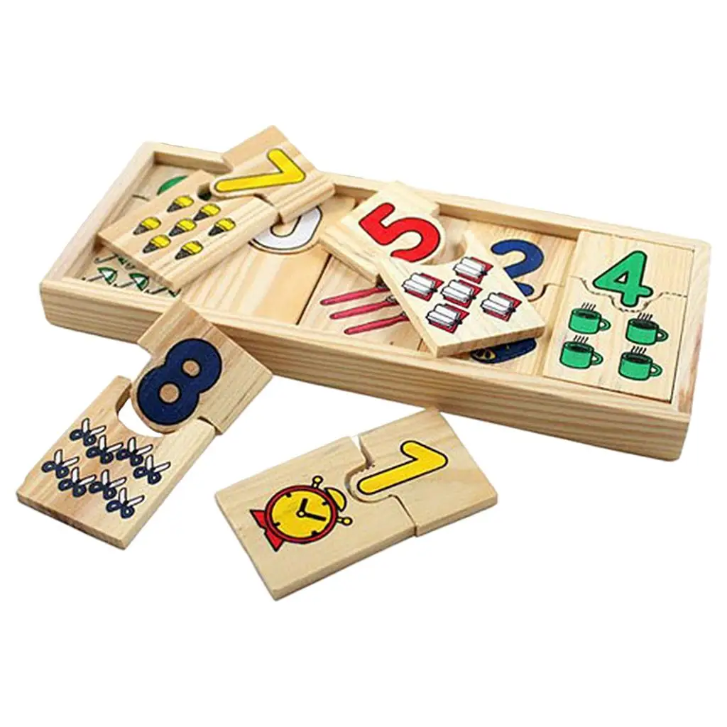 Ensemble de puzzle en bois pour enfants, jouet alth, match, comptage, nombre, mathématiques, début, dos, puzzle, cadeau