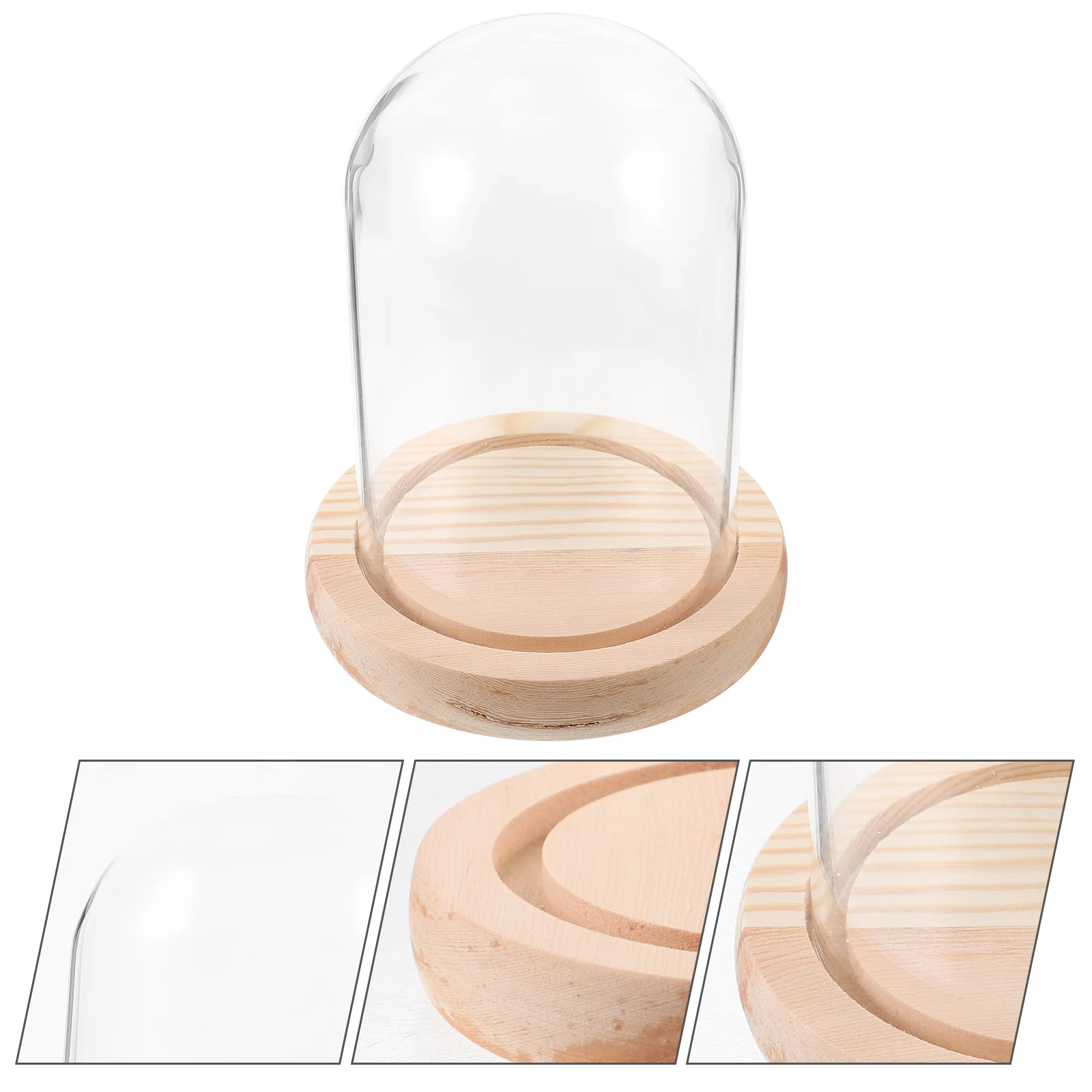 

Glass Display Dome Clear Covers for Flowers Craft Decor with Base Landscape Cloche Domes Small Case Figurines Home Office