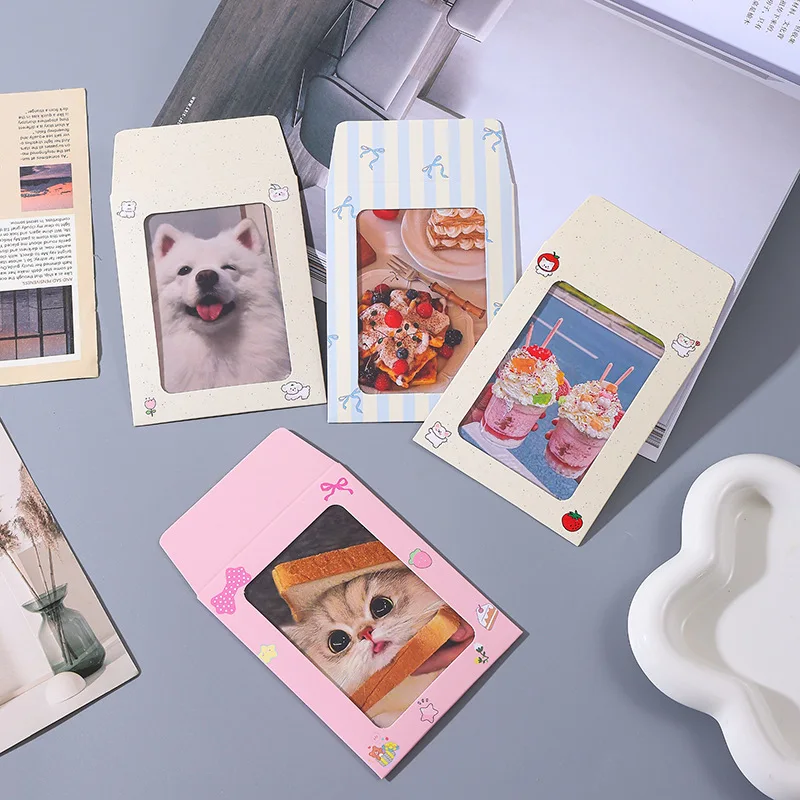 50pcs Transparent Window Envelope Frame Macaron Color Photocard Card Holder for DIY Photo Storage Small Card Packaging Supplies