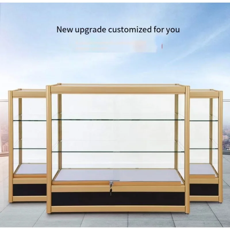 custom.Glass display counter Convenience store supermarket display cabinet products  with lock transparent cases