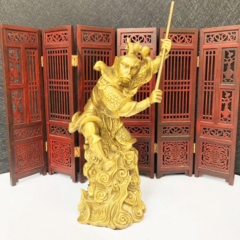 

Copper Qi Tian Da Sheng Buddha Statue Sun Wukong Ornaments Triumph over the Buddha Statue Copper Monkey Living Room Metal Crafts