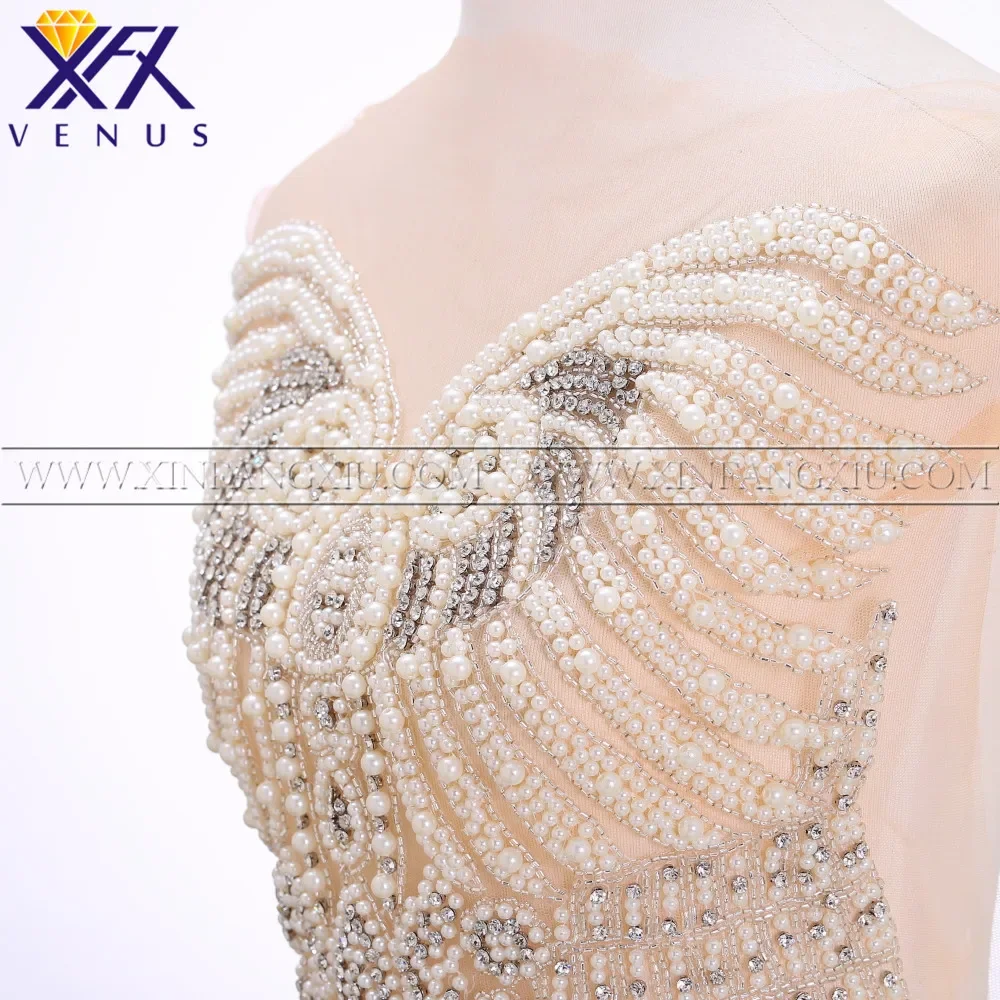 Imagem -03 - Xfx Venus-handmade Strass Applique para o Vestido de Noiva Peça Projeto Pérola Miçangas Corte Motivo Faça Você Mesmo Diy