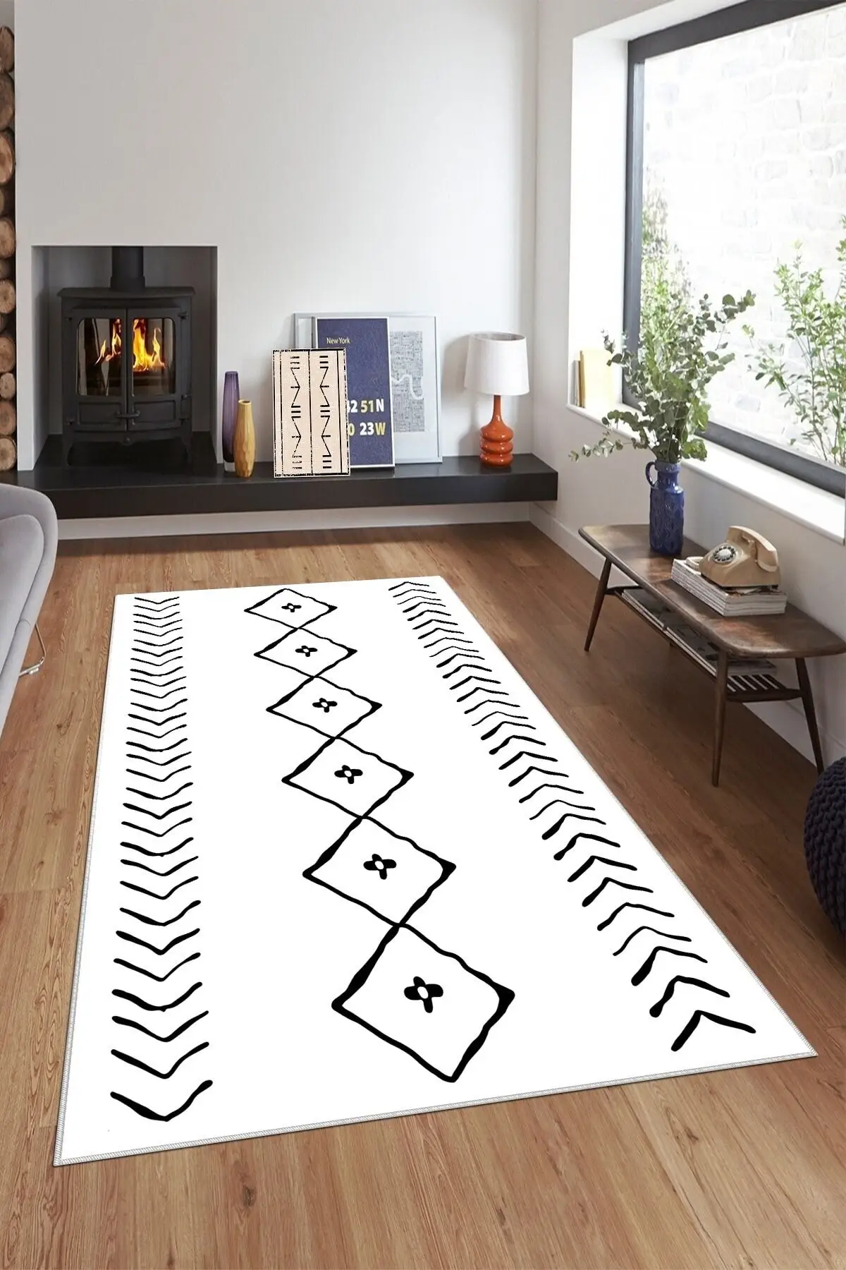 DOLBOVI geometric line rug patterned bohemian digital printing washable non-slip sole living room carpet and runner