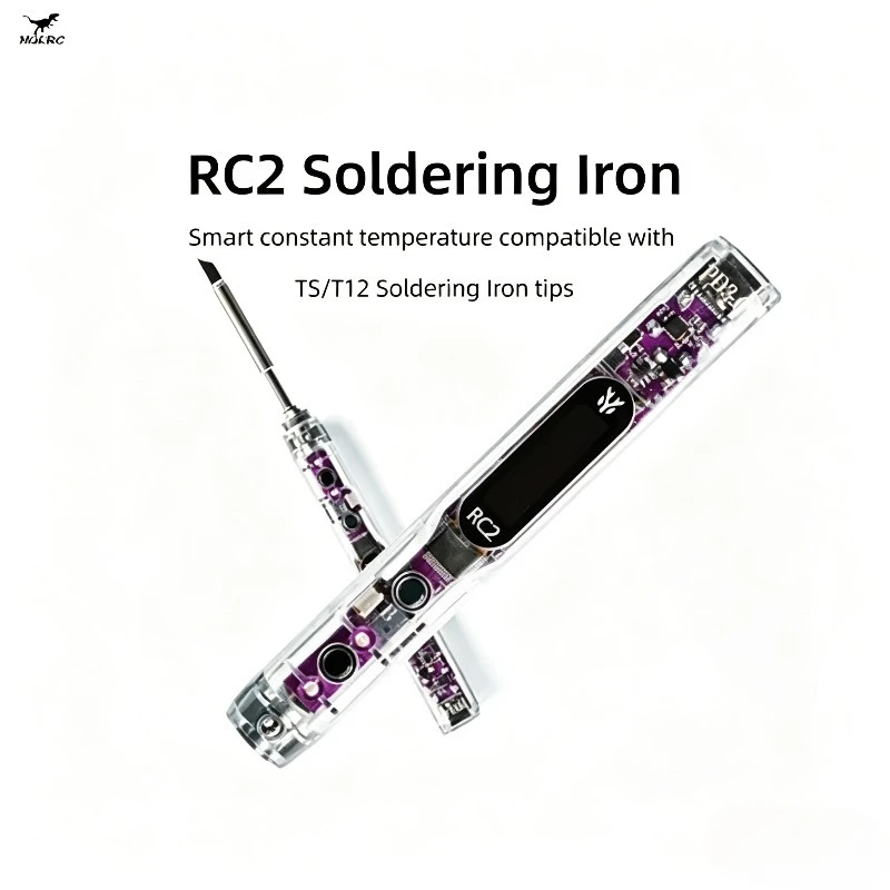 HGLRC RC2 Soldering Iron OLED HD Display Smart Constant Temperature Compatible with TS / T12 Soldering Lron Tips for FPV Drone