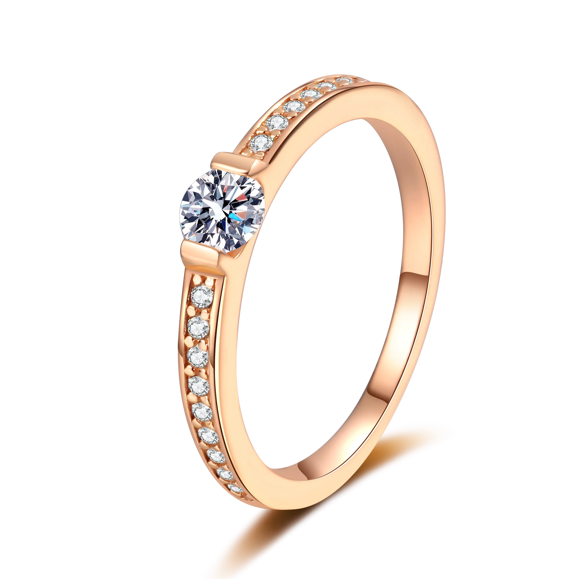 Women's Light Luxury High-end Feeling Electroplated Champagne Gold  Popular S925 Pure Silver Moissanite Ring