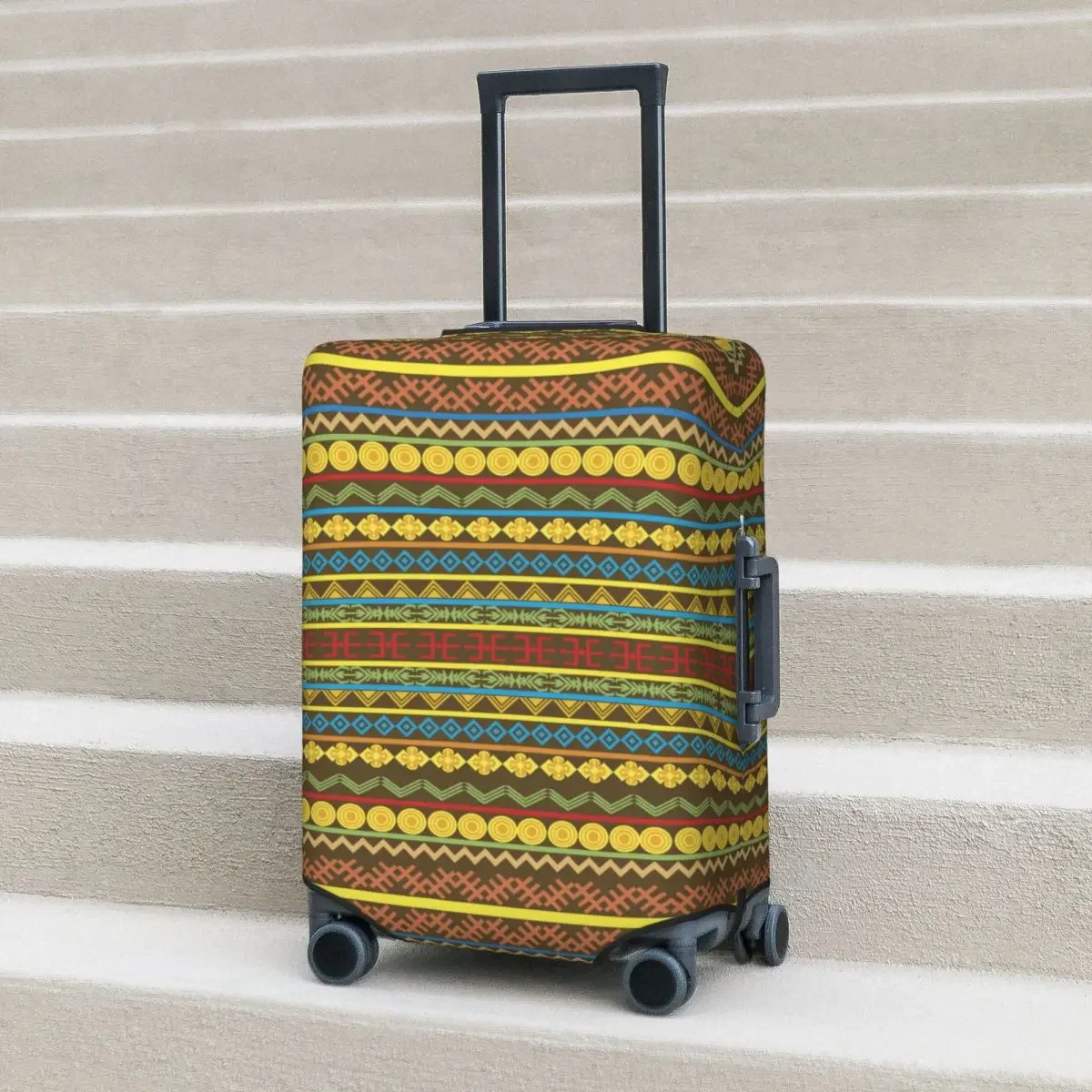 Ethnic African Pattern Suitcase Cover Motifs Cruise Trip Holiday Elastic Luggage Case Protector