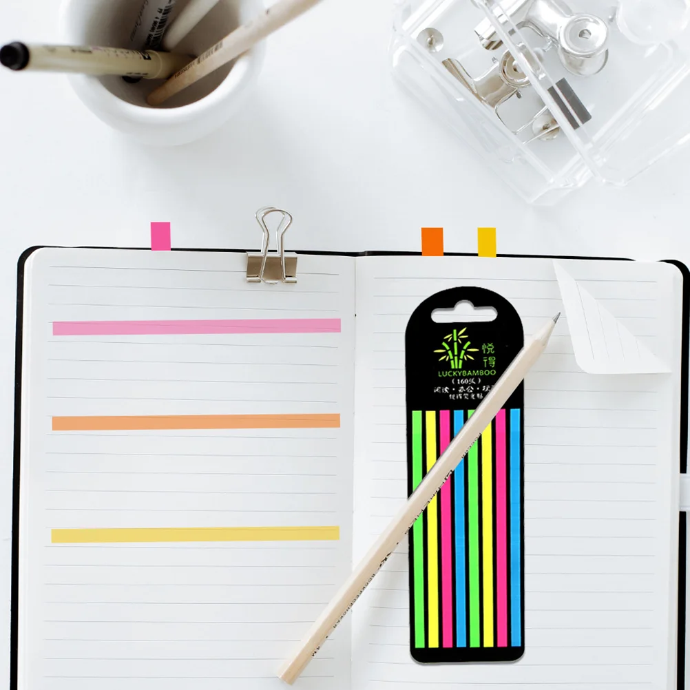 

4 Boxes Fluorescent Highlight Strips Colored Sentence Markers Portable Reading Page Marker Book Accessory Safe