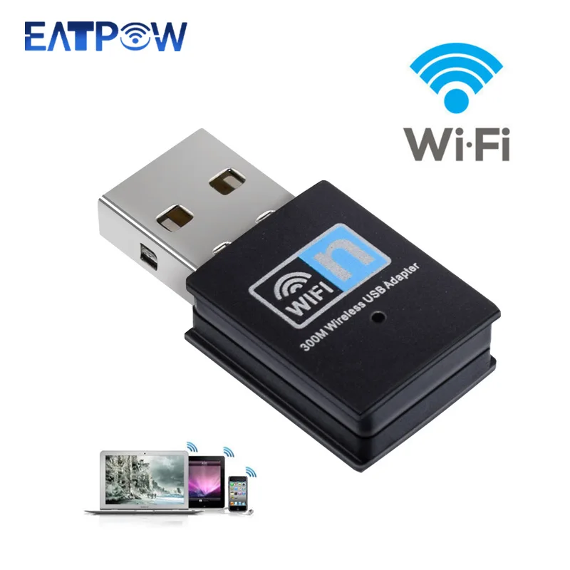 EATPOW-tarjeta de red Mini, adaptador inalámbrico USB Wifi 802.11N 300Mbps, receptor Dongle USB 2,0 para ordenador de escritorio, portátil, Windows y MAC