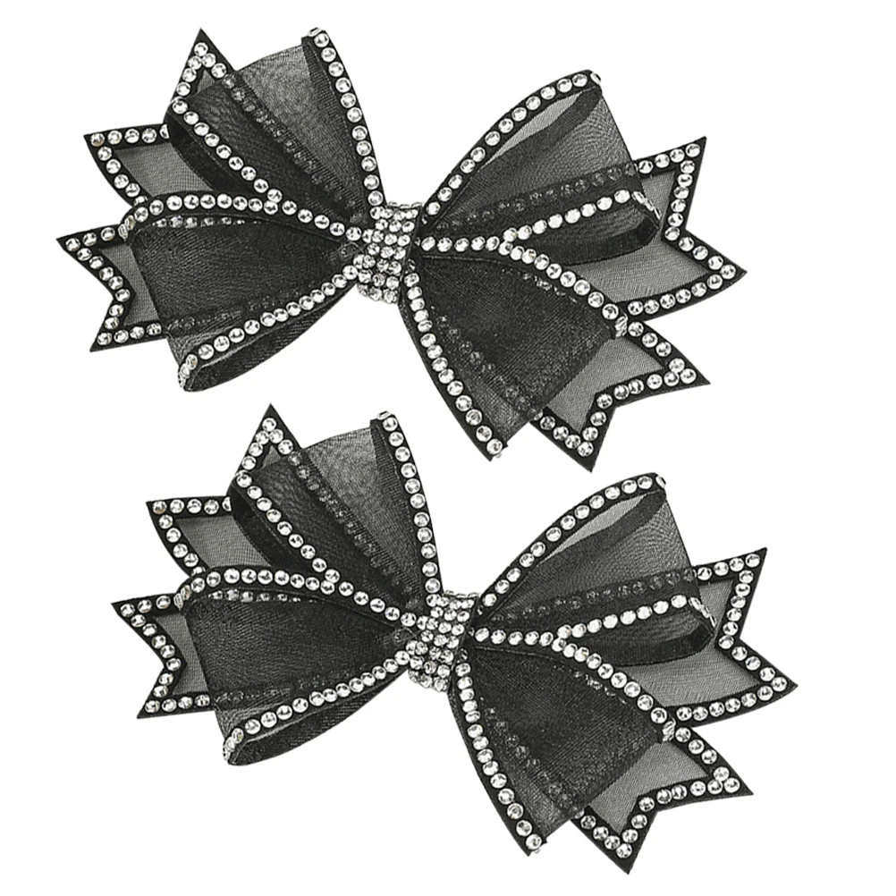 

1 Pair Diy Bowknot Shoe Decorations Rhinestones Embellishments For Wedding Bridal High Heels Women Fashion Accessory Mesh Cloth