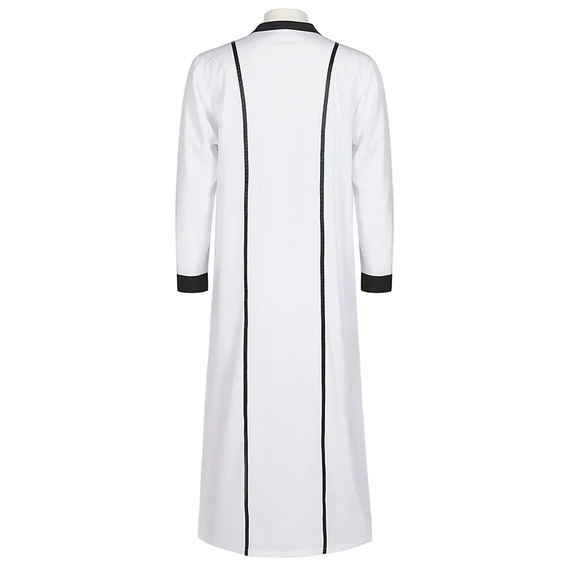 Nuovi Uomini Arabo Musulmano Robe Jubba Thobe Manica Lunga Pakistan Islamico Abaya Caftano Collare Del Basamento Bianco Nero Allentato Abbigliamento Veste