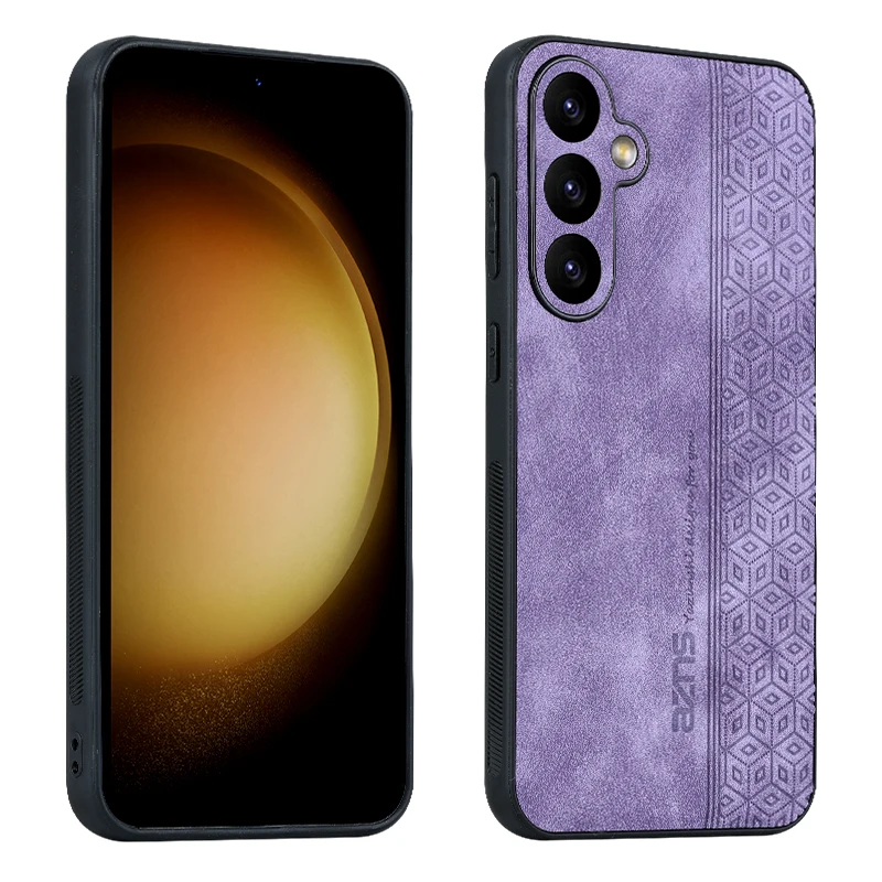 AZNS Skin-Friendly 3D Embossed Leather Case for Galaxy S24 Ultra S20 Lite S21 FE S22 S23 Plus Shockproof Defender Rugged Cover