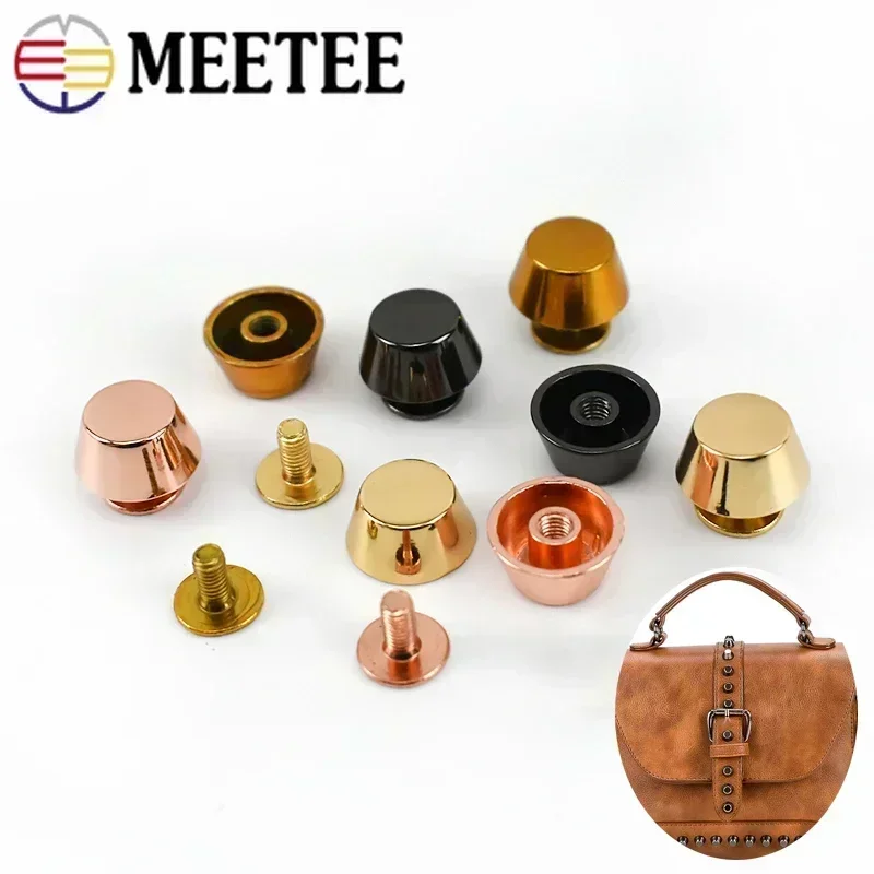 10/20/50Pcs Meetee Metal Nails Buckles Studs Screw Rivets Handbag Bottom Protecting Feet Bags Leather Craft Hardware Accessories