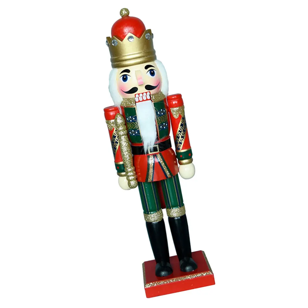 

King Nutcracker Decoration Christmas Home Office Car Wooden Puppet Red Green Xmas nament Gift Idea Desktop Model