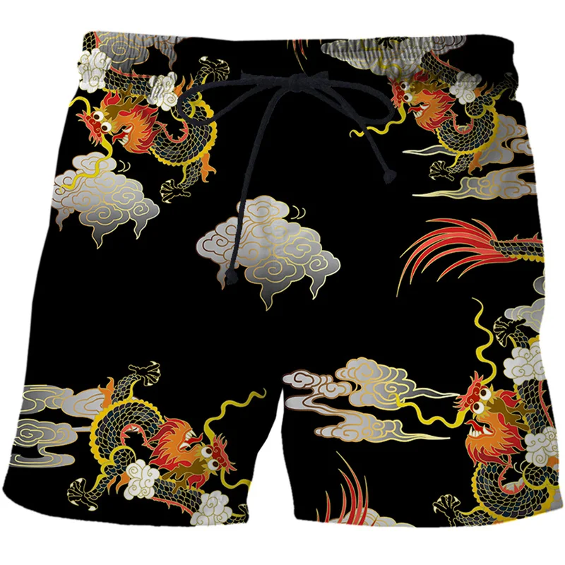 Men Beach Shorts 3D Dragon Totem Printed Men Women Summer Fashion Fresh Casual Vacation Beachwear Fitness Sports Quick Dry Short