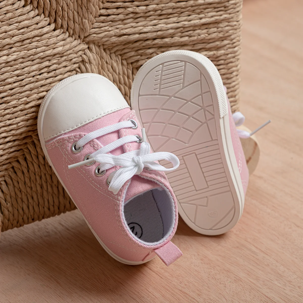 KIDSUN Casual Canvas Baby Shoes Newborn Girl Boy Infant Rubber Sole Anti-slip Toddler First Walkers Baby Crib Shoes Lace-up