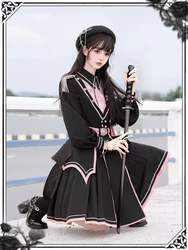 Military style Gothic Dark Pink Army lo Caped Coat uniform lolita dress cosplay suit