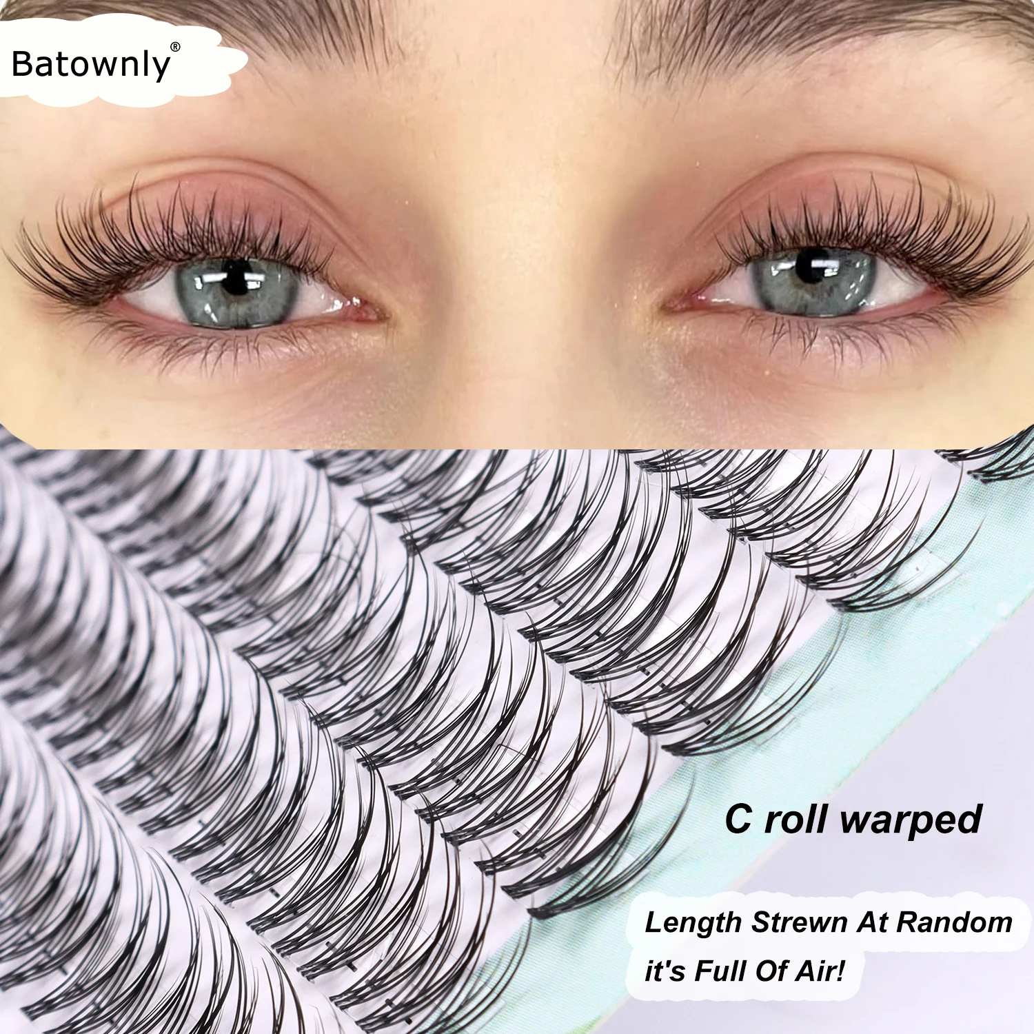 120 cluster de cílios naturais cluster rabo de peixe estilo fada cílios postiços c onda 10-11-12mm tamanho misto cílios diy