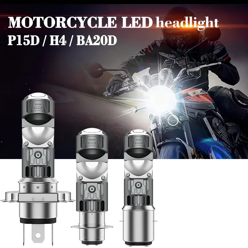 

2PC H4 P15D LED Moto Headlight Bulbs 6000K White Ba20d DRL Spotlights Hi/Lo Beam Light White Motorcycles signal Lamp Accessories