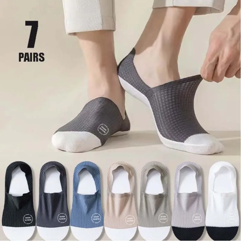 

Men Thin Invisible Socks Breathable Comfortable High Quality Waffle Pattern Boat Sock Sweat-absorbing Casual Mesh Sox