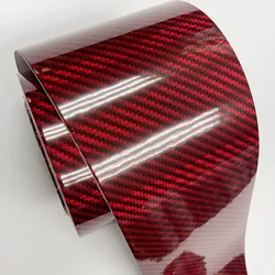 Super Glossy 10cm width Red Holographic Carbon Fiber Vinyl Wrap DIY Car Laptop Decal Sticker Self Adhesive Sheet