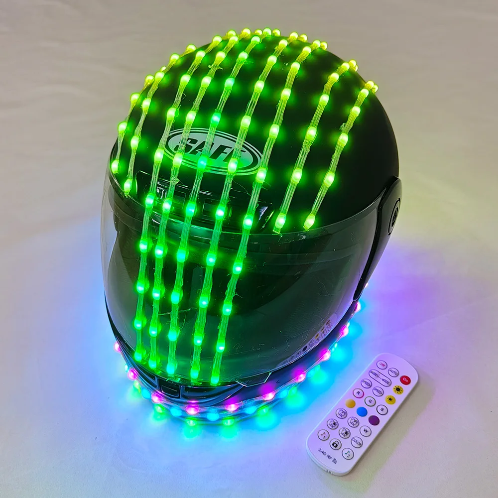 LED light helmet Wireless remote control robot laser dance performance glow-in-the-dark props led motorcycle helmet suit