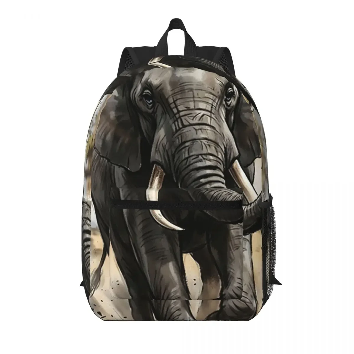 

African Elephant Grey Art Student Backpack School Bag Hiking Travel Daypack for Men Women Bookbag Shoulder Bags