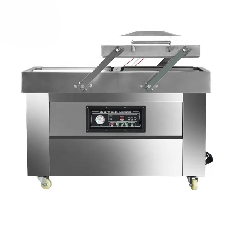 Large Commercial Double Chamber Vacuum Packager Fully Automatic Wet Dry Dual Use Fresh Keeping Vacuum Sealer