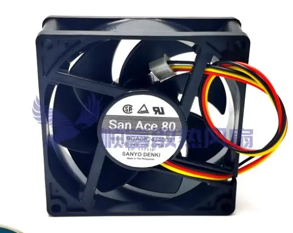 Sanyo Denki 9GA0824J40031 DC 24V 0.28A 80x80x25mm 3-Wire Server Cooling Fan