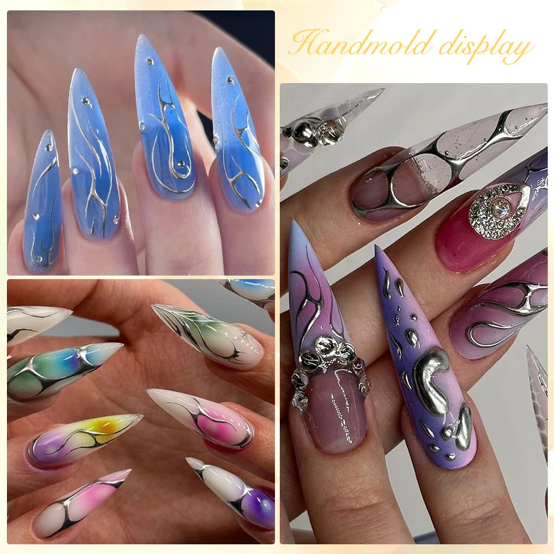 5 in1 네일 글루 젤 강화 젤 노 와이프 탑 코트 매니큐어 UV LED 소크 오프 기능 네일 젤 바니쉬 3D 크롬 디자인 DIY