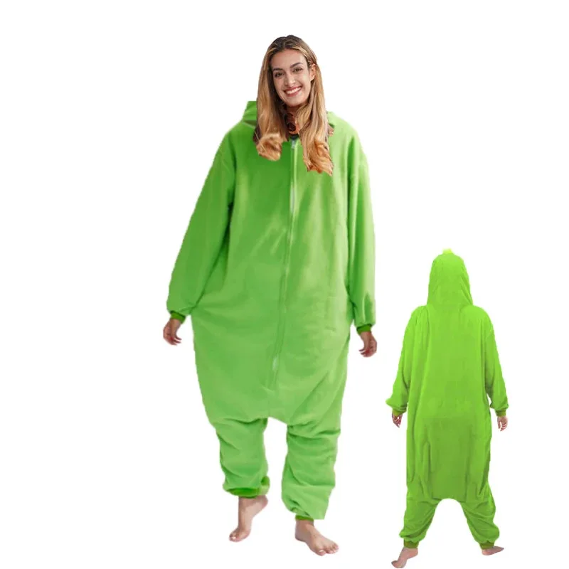 qq38 سستة الكبار Kigurumi الرجال الأخضر تأثيري نيسيي منامة Homewear ملابس خاصة بذلة عيد الميلاد زي حفلة هدية عيد ميلاد