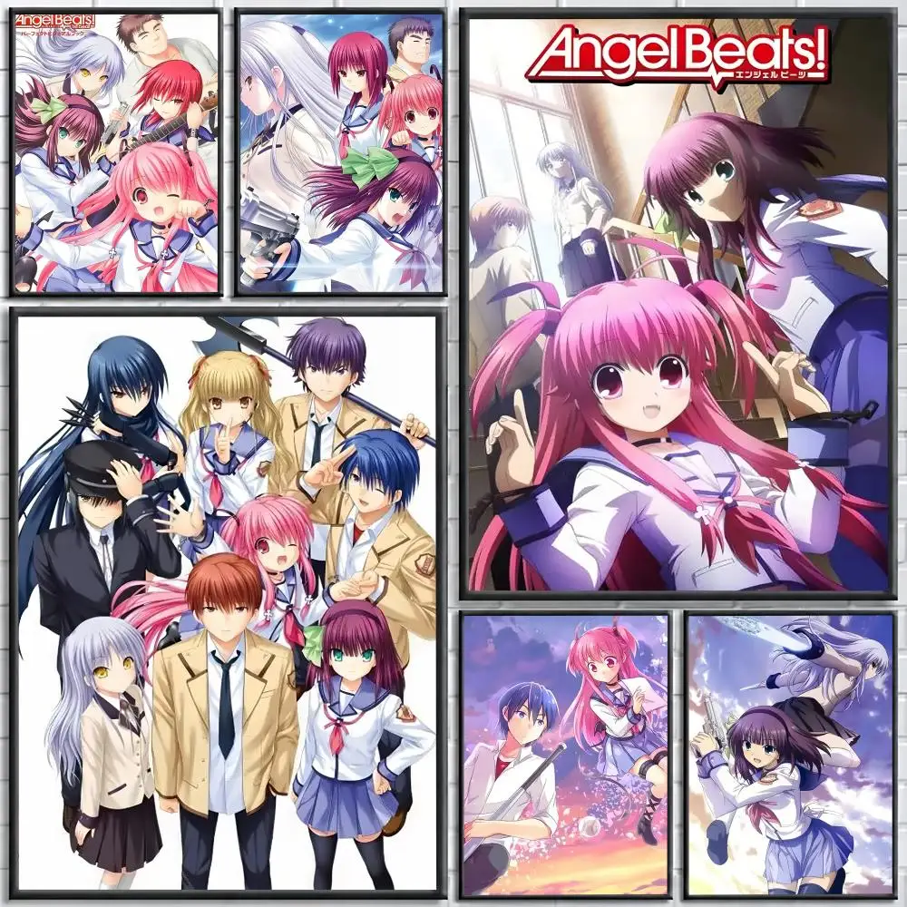 A-Angel Beats Emotional_Anime Painting Calligraphy Canvas Poster Wall Art for Bedroom Living Room Home Decor Gift