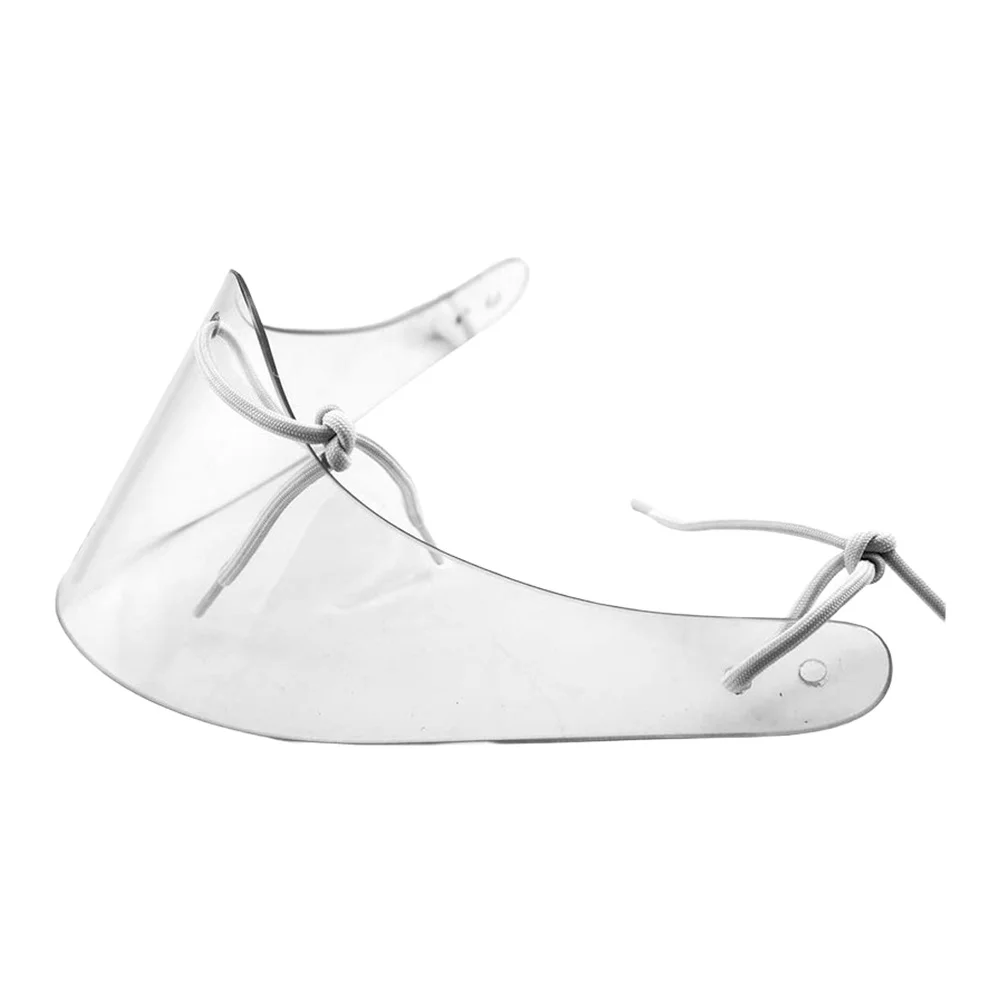 

Ice hockey goalie protective gear including helmet and neck guard crafted from polycarbonate for sturdy protection
