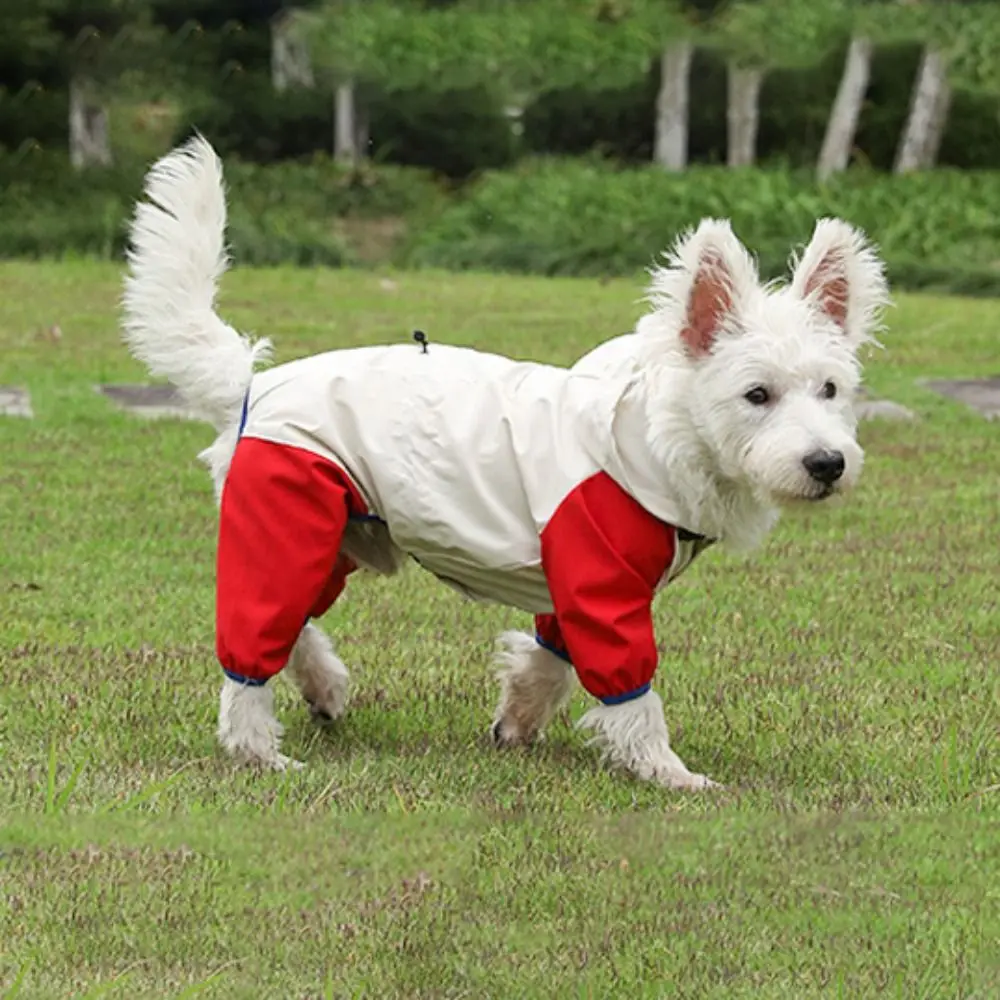 Breathable Dog Reflective Four-Legged Jacket Waterproof Polyester Dog Four Legged Raincoat Windbreak with Traction Port