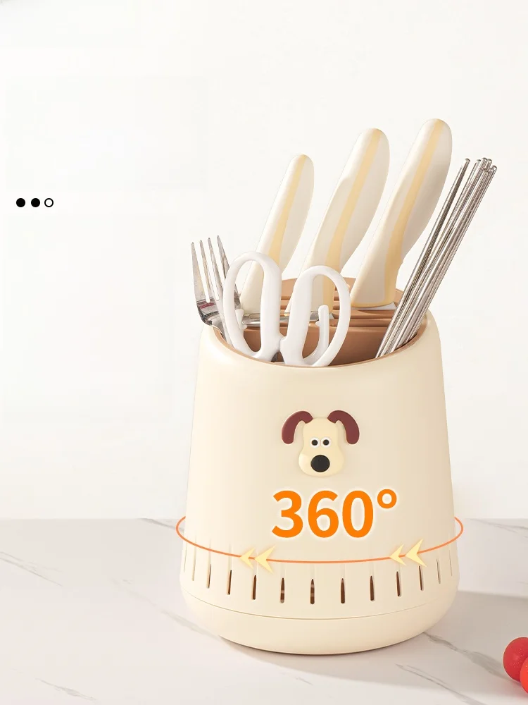 

Kitchen Rotating Knife Holder Multi-Function Chopstis Tube Knife Storage Box Inteated Design Plastic Material Dustproof