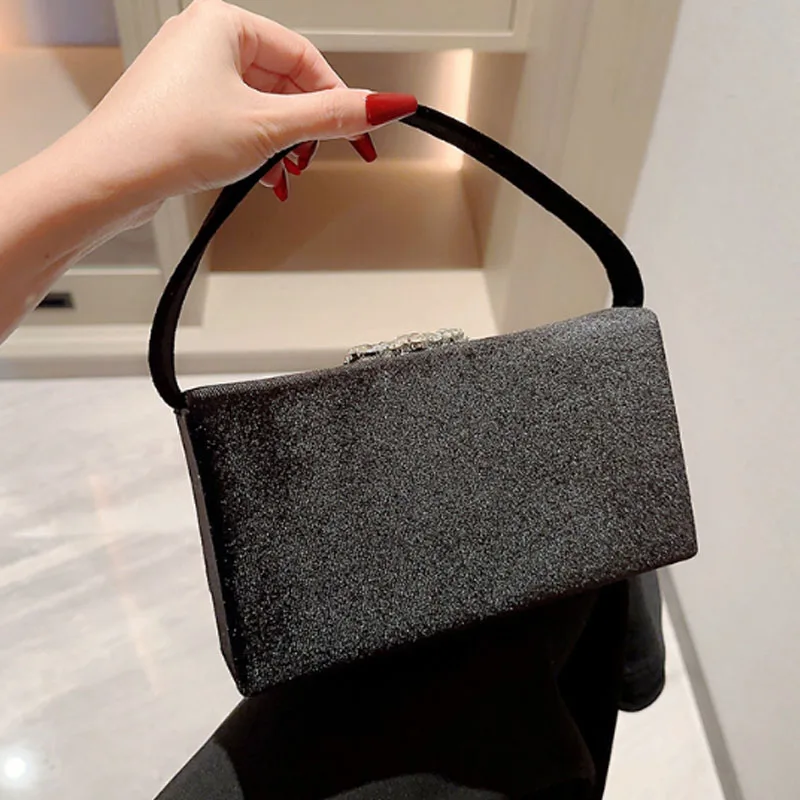 Luxury Diamond Women Handbag New Silk Small Square Bag Women Evening Bag Silk Crossbody Bag