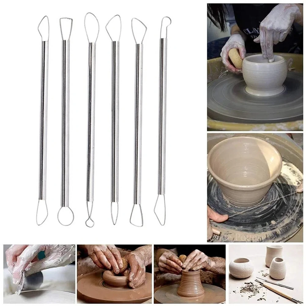 6 Pieces/Set of Clay Double Head Scraper, Sculpture Figurine Shaping Set, School DIY Pottery Tools - Clay Sculpture Restoration