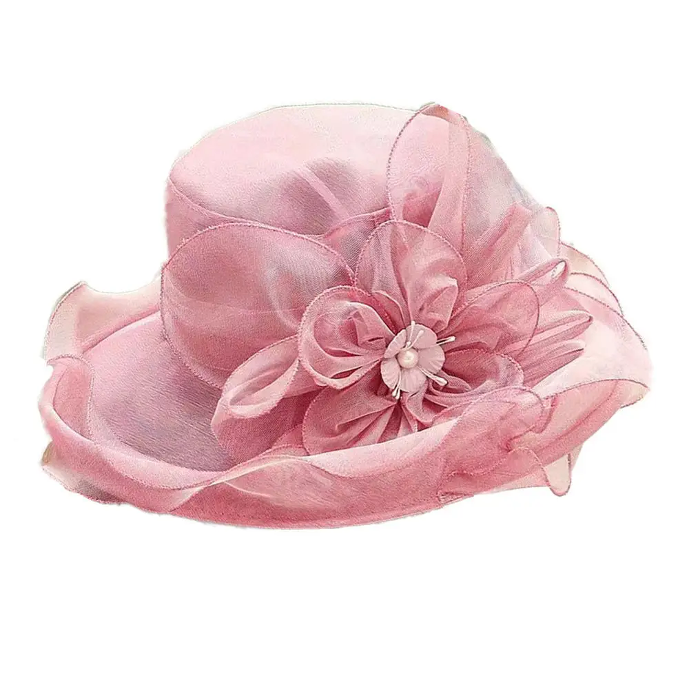 1Pc Women Organza Mesh Hat Ruffles Wide Brim Summer Bridal Sun Hat French Europe And America Exquisite Party Cap Beach Cap