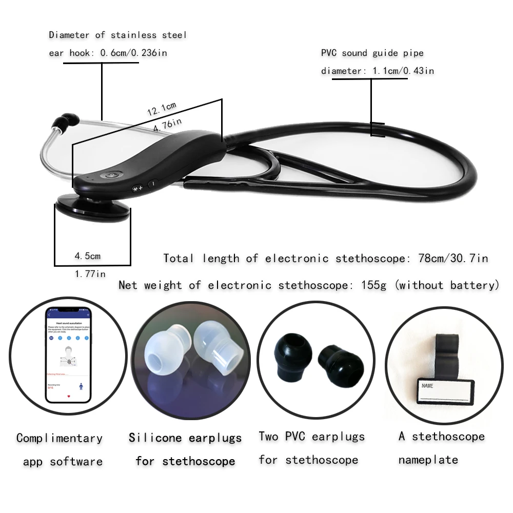 Kids Electronic Bluetooth Stethoscope, Medical Core, 40 Times Magnification, App Controlled, Stethoscope for Medical Sick Custom